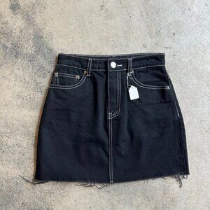 Black Denim Mini Skirt White contrast Stitch